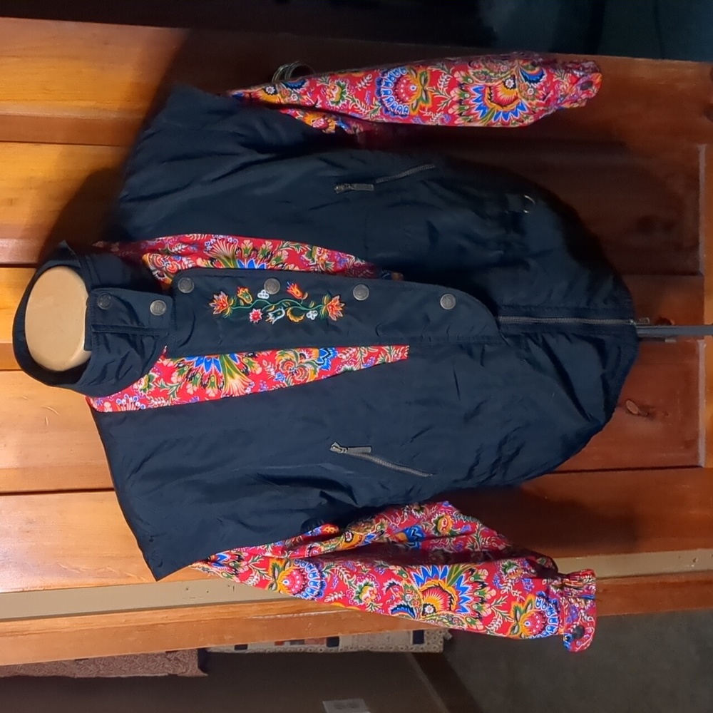 Vintage POWDERHORN* ski jacket long sleeve zip front snap placket embroidered